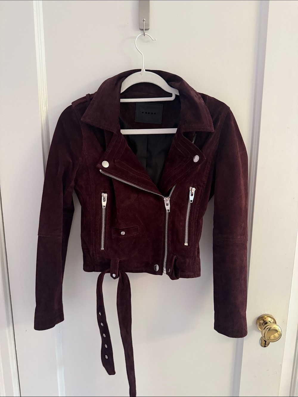 Blank NYC Burgundy Suede Moto Jacket